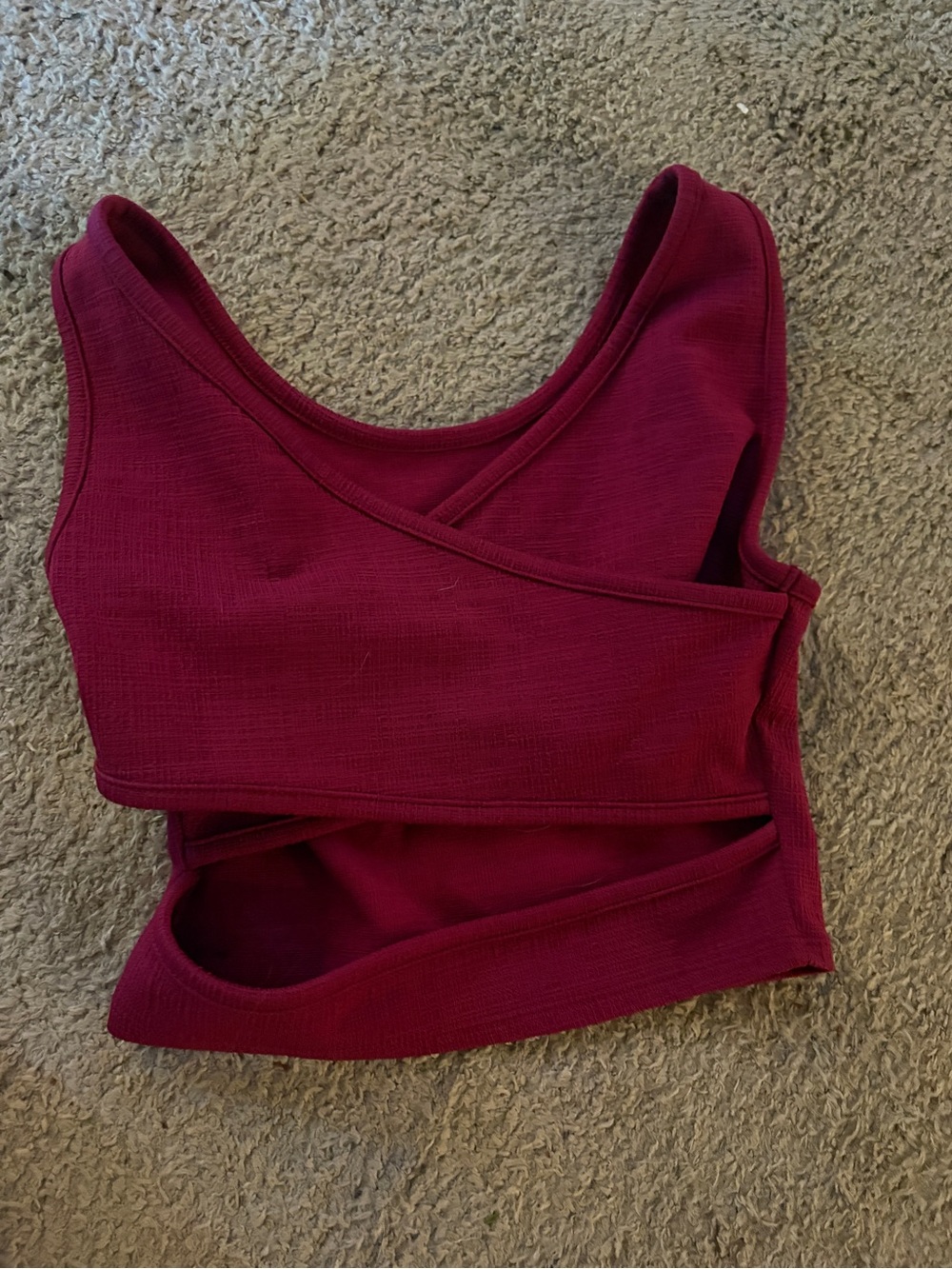 Roxy Burgundy Cross-Front Cutout Crop Top